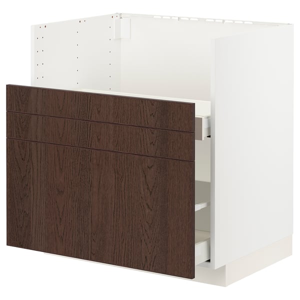 METOD / MAXIMERA Base cab f TALLSJÖN sink, white/Sinarp brown, 80x60 cm
