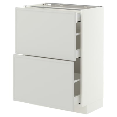 METOD / MAXIMERA Base cab with 2 fronts/3 drawers, white/Aspudden light grey, 60x37x80 cm