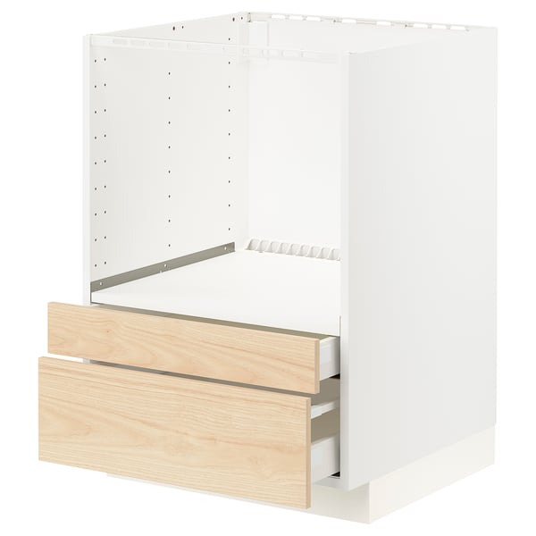 METOD / MAXIMERA Base cabinet f combi micro/drawers, white/Askersund light ash effect, 60x60x80 cm