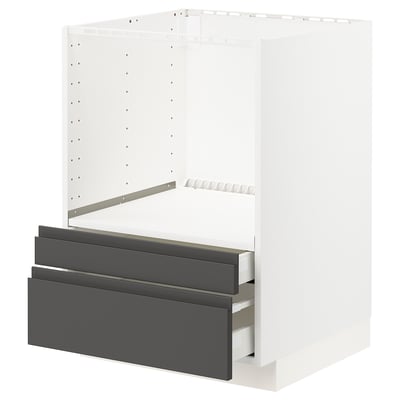 METOD / MAXIMERA Base cabinet f combi micro/drawers, white/Voxtorp dark grey, 60x60x80 cm