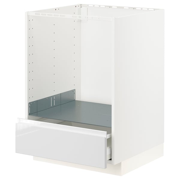 METOD / MAXIMERA Base cabinet for oven with drawer, white/Voxtorp high-gloss/white, 60x60x80 cm