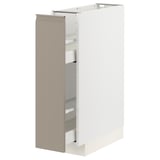 METOD / MAXIMERA Base cabinet/pull-out int fittings, white/Upplöv matt dark beige, 20x60x80 cm