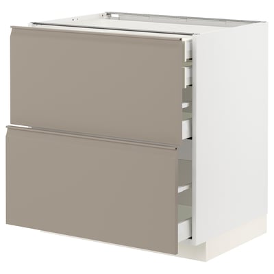 METOD / MAXIMERA Base cb 2 frnts/2 low/1 md/1 hi drw, white/Upplöv matt dark beige, 80x60x80 cm