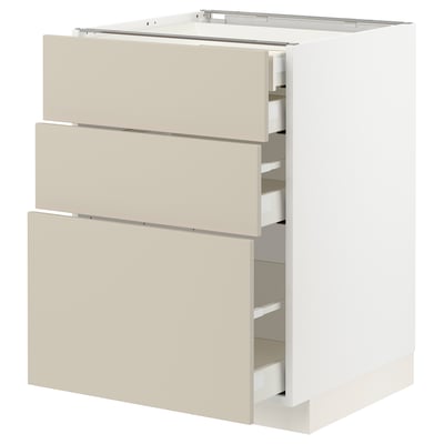 METOD / MAXIMERA Base cb 3 frnts/2 low/1 md/1 hi drw, white/Havstorp beige, 60x60x80 cm