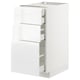 Modern kitchen cabinet, white, glossy. Three drawers, sleek design.