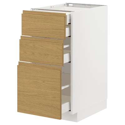 METOD / MAXIMERA Base cb 3 frnts/2 low/1 md/1 hi drw, white/Voxtorp oak effect, 40x60x80 cm