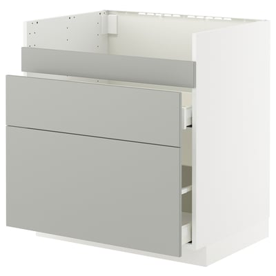 METOD / MAXIMERA Base cb f HAVSEN snk/3 frnts/2 drws, white/Havstorp light grey, 80x60x80 cm
