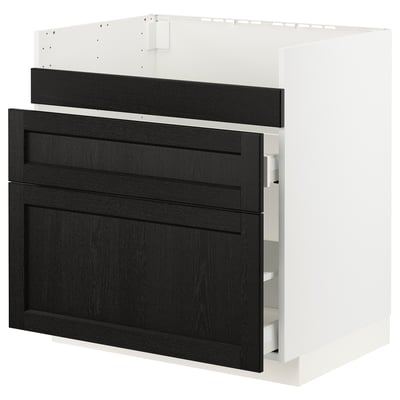 METOD / MAXIMERA Base cb f HAVSEN snk/3 frnts/2 drws, white/Lerhyttan black stained, 80x60x80 cm