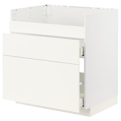 METOD / MAXIMERA Base cb f HAVSEN snk/3 frnts/2 drws, white/Vallstena white, 80x60x80 cm