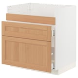 METOD / MAXIMERA Base cb f HAVSEN snk/3 frnts/2 drws, white/Vedhamn oak, 80x60x80 cm