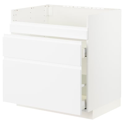 METOD / MAXIMERA Base cb f HAVSEN snk/3 frnts/2 drws, white/Voxtorp matt white, 80x60x80 cm