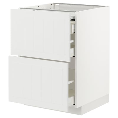 METOD / MAXIMERA Bc w pull-out work surface/3drw, white/Stensund white, 60x60x80 cm
