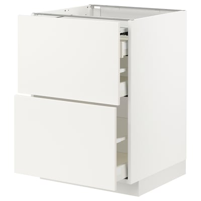 METOD / MAXIMERA Bc w pull-out work surface/3drw, white/Veddinge white, 60x60x80 cm