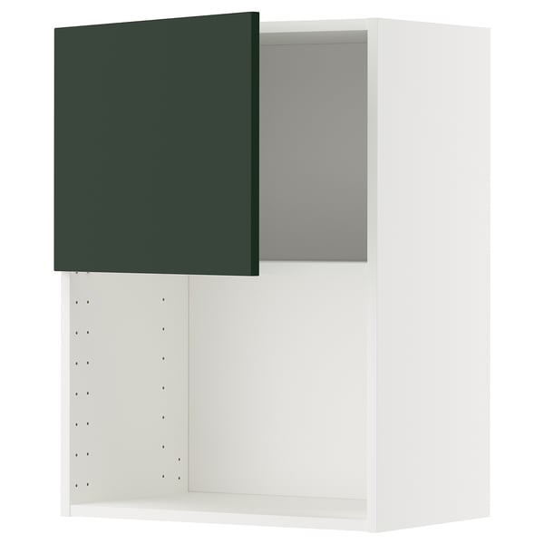 METOD Wall cabinet for microwave oven, white/Havstorp deep green, 60x37x80 cm