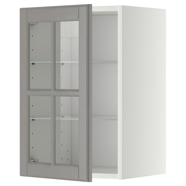 Metod Wall Cabinet W Shelves Glass Door White Bodbyn Grey Ikea