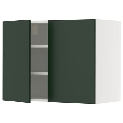 METOD Wall cabinet with shelves/2 doors, white/Havstorp deep green, 80x37x60 cm