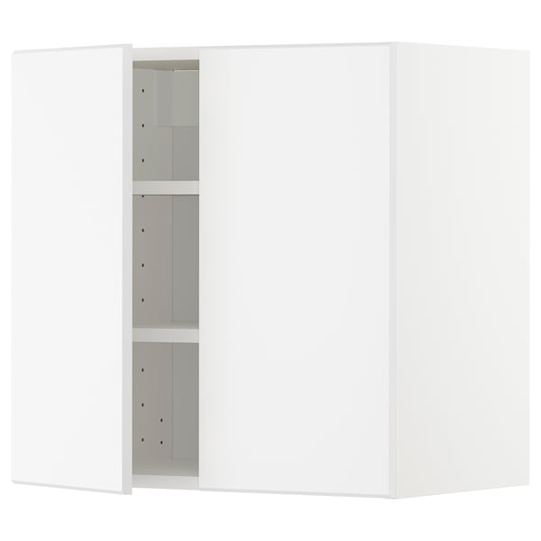 Metod Wall Cabinet With Shelves 2 Doors White Kungsbacka Matt