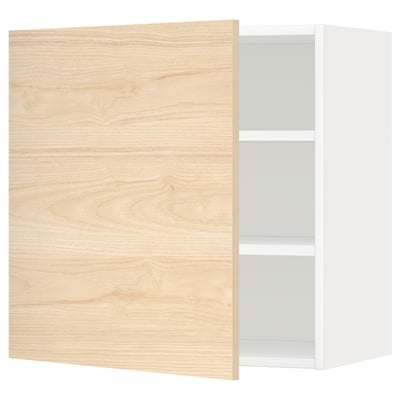 METOD Wall cabinet with shelves, white/Askersund light ash effect, 60x37x60 cm