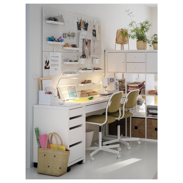 MICKE Drawer unit on castors, white, 35x75 cm