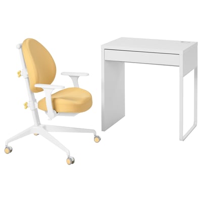 MICKE / GUNRIK Desk and chair, white/yellow