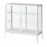 MILSBO Glass-door cabinet, white, 101x100 cm