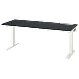 MITTZON Desk sit/stand, electric black stained ash veneer/black white, 160x60 cm