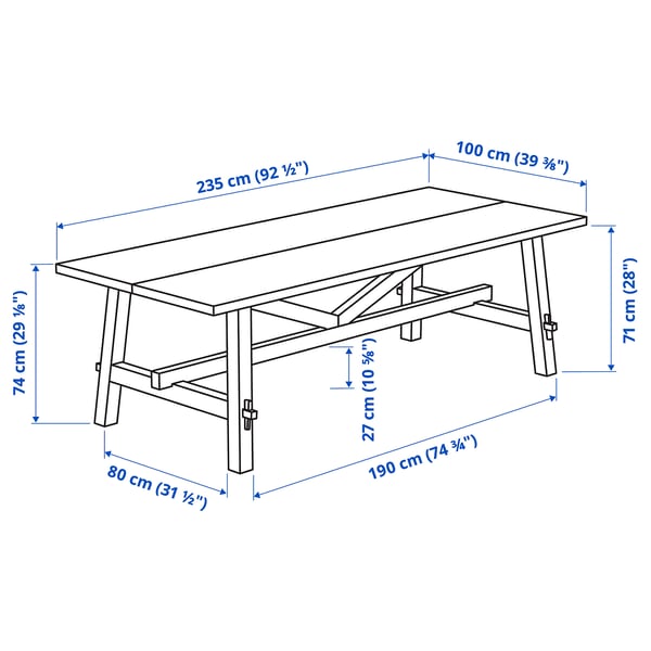 MÖCKELBY / NORRARYD Table and 6 chairs, oak/black, 235x100 cm