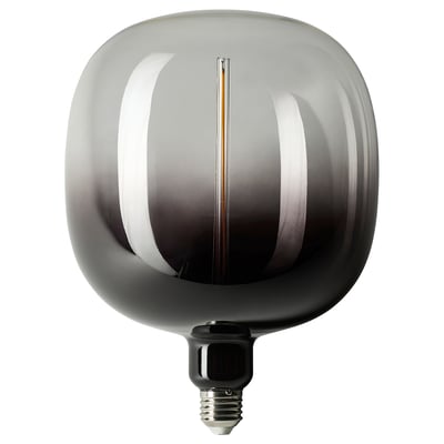 MOLNART LED bulb E26 200 lumen, tube-shaped black/clear glass, 185 mm