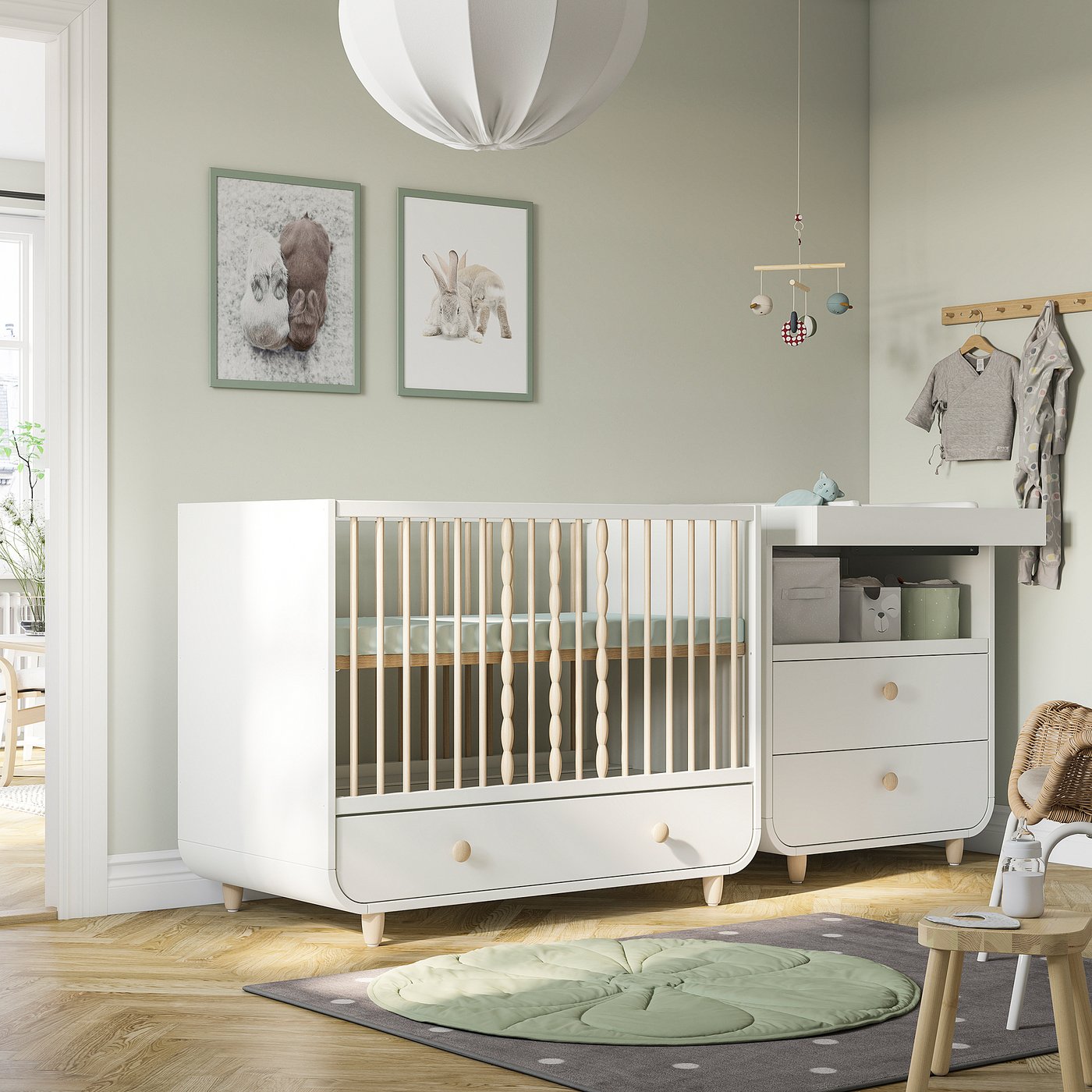 MYLLRA cot with drawer, white, 60x120 cm - IKEA