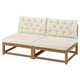 NÄMMARÖ 2-seat modular sofa, outdoor light brown stained/Kuddarna light grey-beige, 162 cm