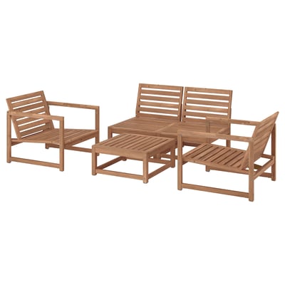 NÄMMARÖ 4-seat conversation set, outdoor, light brown stained