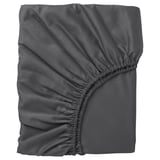 NATTJASMIN Fitted sheet, dark grey, 180x200 cm
