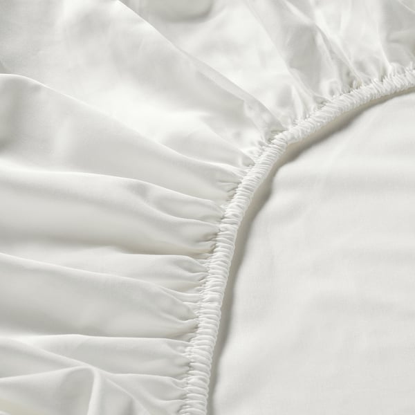 NATTJASMIN Fitted sheet, white, 180x200 cm
