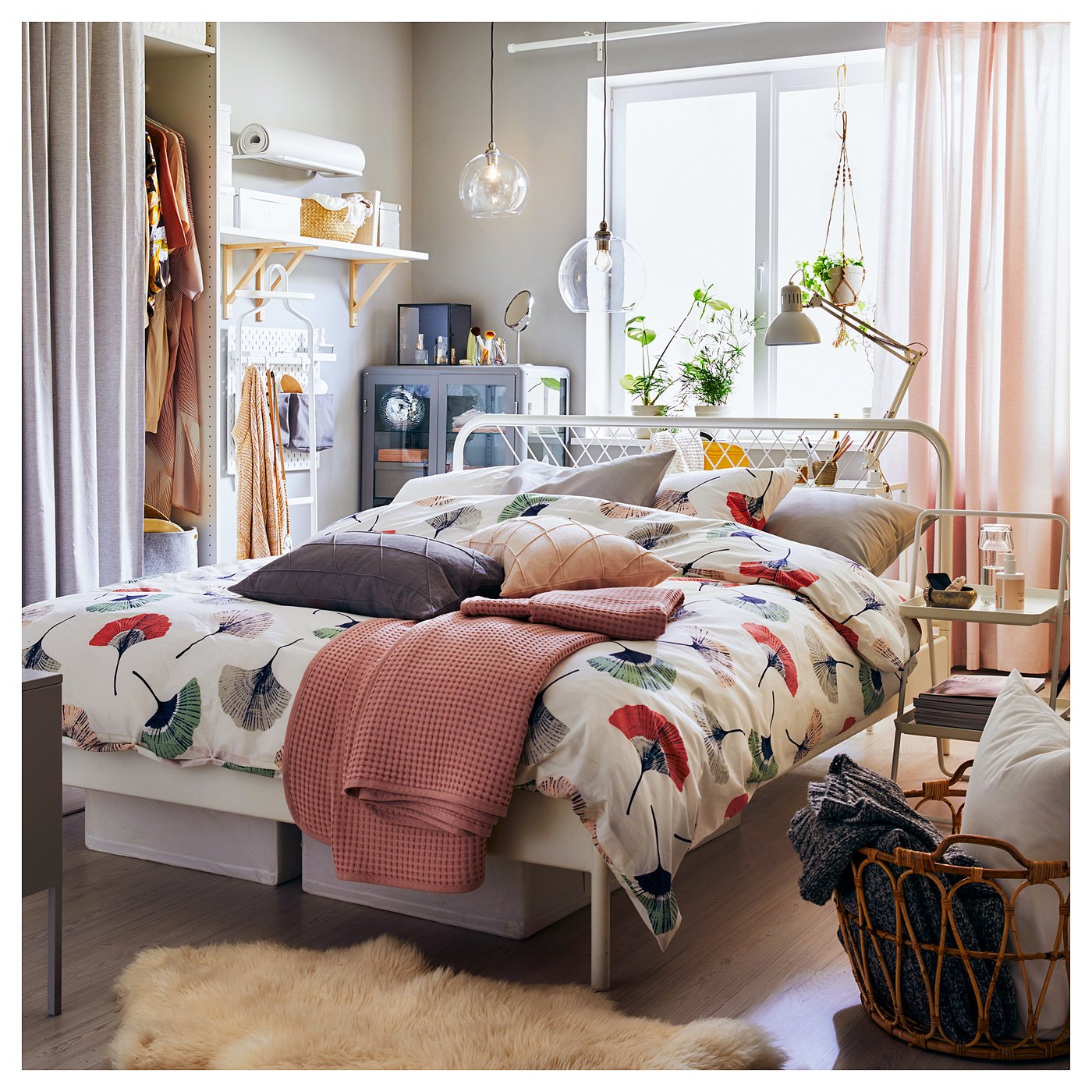 NESTTUN bed frame, white/Lönset, 180x200 cm - IKEA