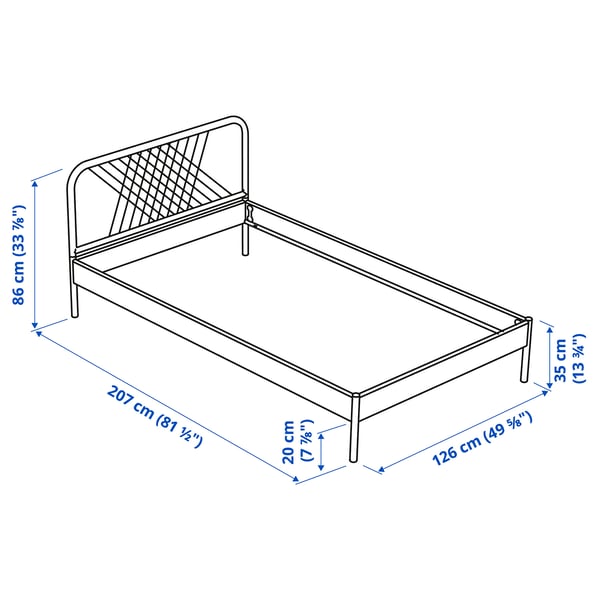 NESTTUN Bed frame, white/Lönset, 120x200 cm
