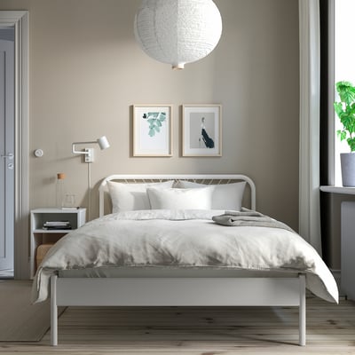 NESTTUN Bed frame, white/Luröy, 120x200 cm