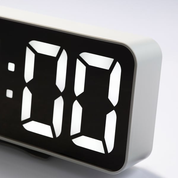 NOLLNING Clock/thermometer/alarm, white, 18x8 cm