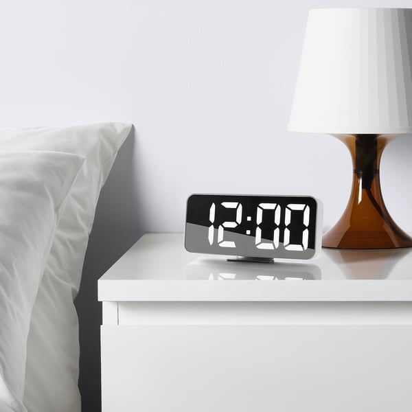 NOLLNING Clock/thermometer/alarm, white, 18x8 cm