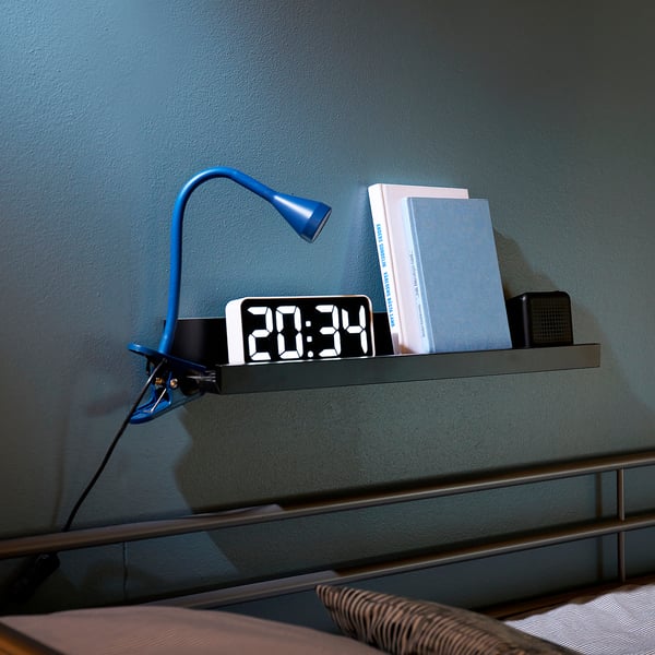 NOLLNING Clock/thermometer/alarm, white, 18x8 cm