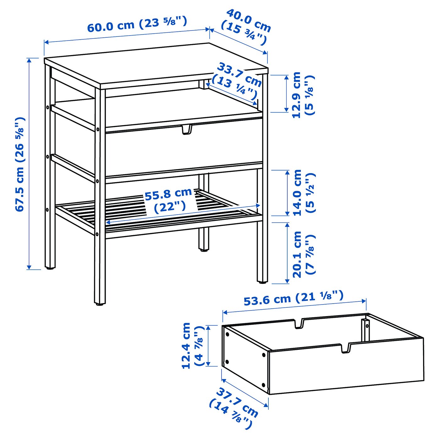 NORDKISA bedside table, bamboo, 60x40 cm - IKEA