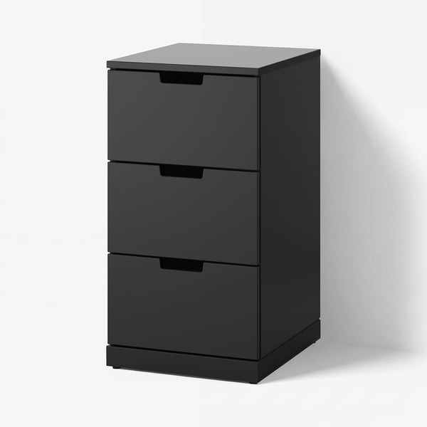 NORDLI Chest of 3 drawers, anthracite, 40x76 cm