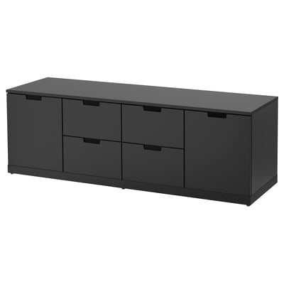 NORDLI Chest of 6 drawers, anthracite, 160x54 cm
