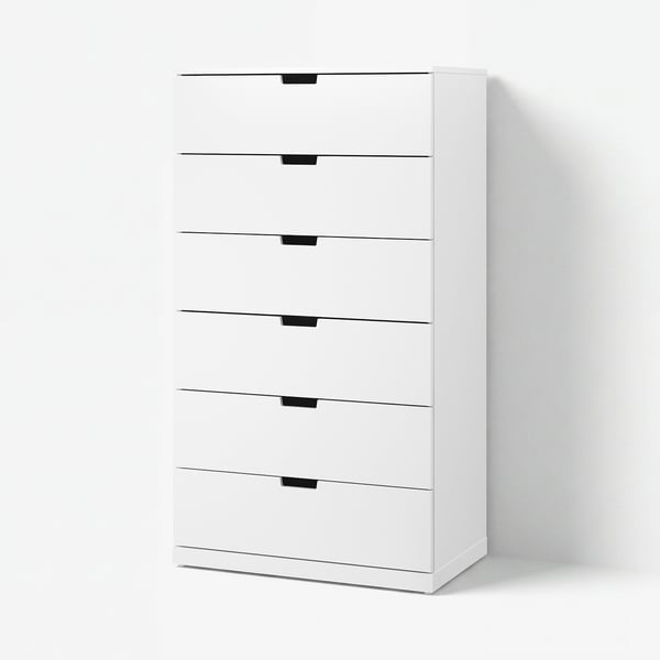 NORDLI Chest of 6 drawers, white, 80x145 cm