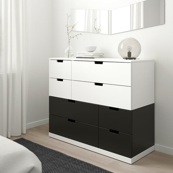 NORDLI Chest of 8 drawers, white/anthracite, 120x99 cm