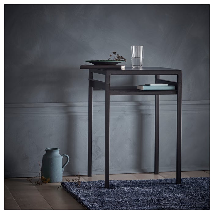 NYBODA Side table w reversible table top dark grey concrete effect