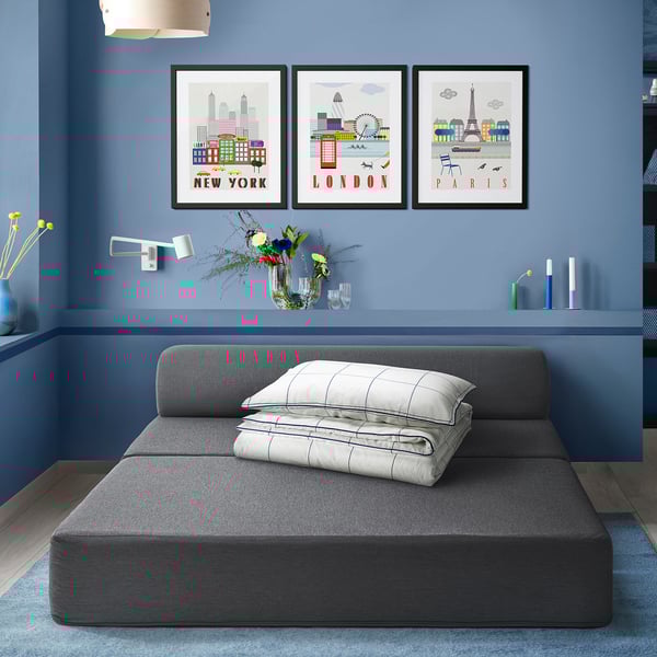 NYKIL 2-seat sofa-bed, dark grey