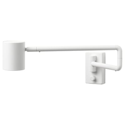 NYMÅNE Wall lamp w swing arm, wired-in, white
