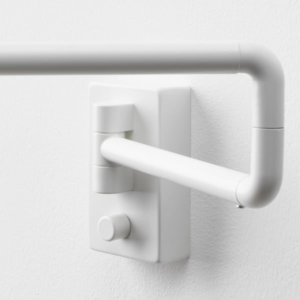 NYMÅNE Wall lamp w swing arm, wired-in, white
