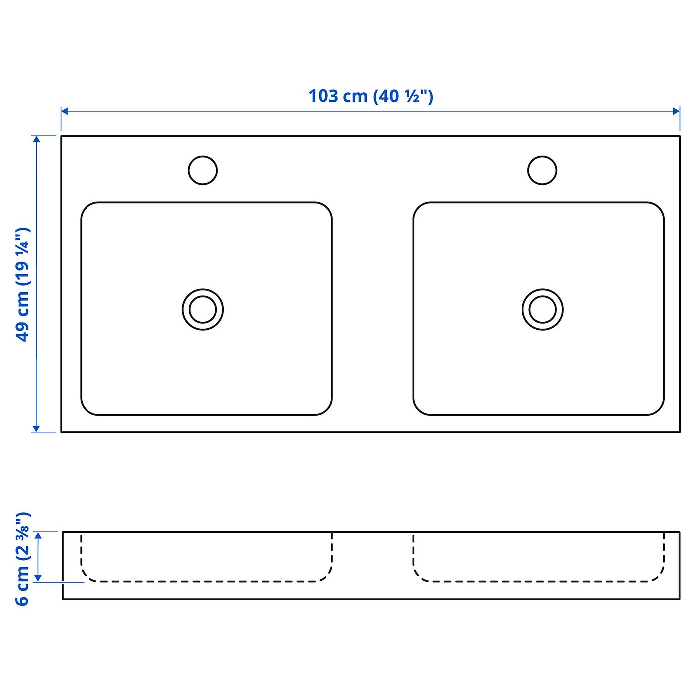 Odensvik Double Wash Basin 103x49x6 Cm Ikea