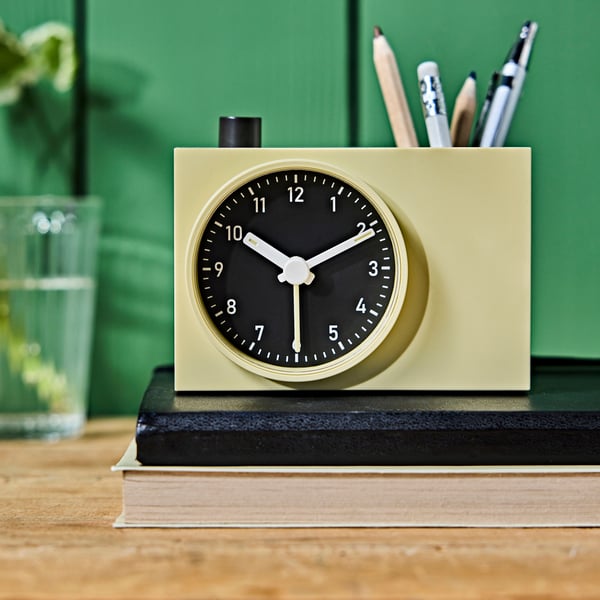 ÖKENMARSVIN Alarm clock, yellow, 11x6x9 cm
